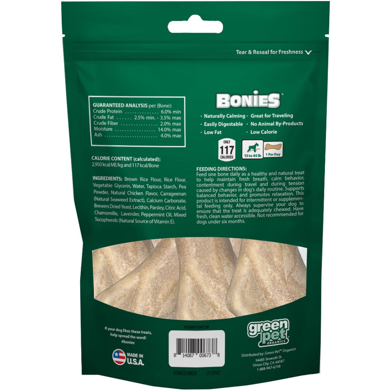 Bonies Natural Calming Formula Dog Treats, Contains Chamomile & Lavender, Help Anxiety, Excessive Barking & Trembling, Chicken Flavor, Medium, 8 Bones - PawsPlanet Australia