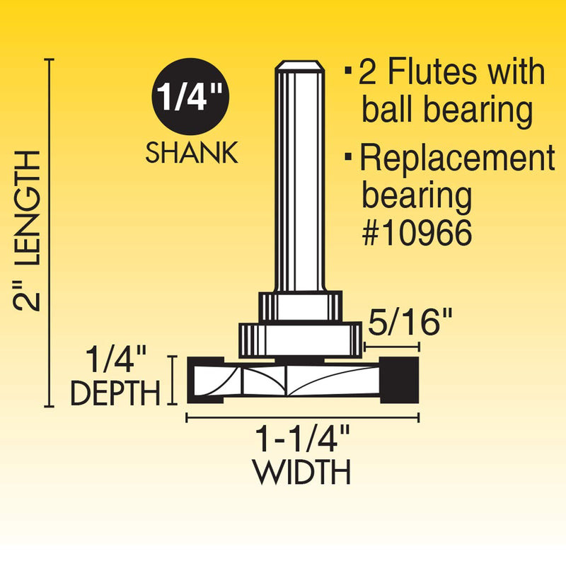 IVY Classic 10959 1/4-Inch Tongue & Groove Slot Carbide Router Bit with Ball Bearing, 1/4-Inch Shank, 1/Pouch