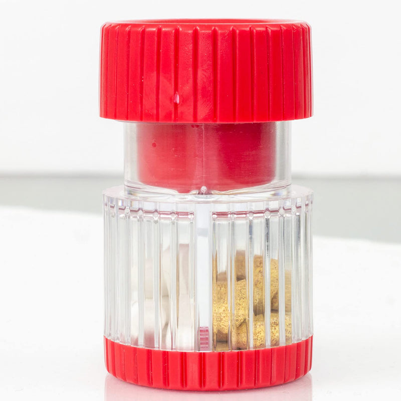 HealthSmart Pill Crusher and Grinder, Crushes Vitamins and Tablets, Holds Up to 2 Pills, With Ergonomic Grips, Red 1 Count (Pack of 1)