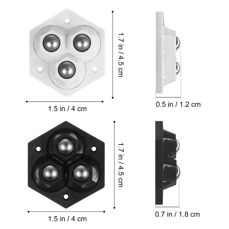 Self Adhesive Caster Wheels Mini Swivel Wheels 360 Degree Rotation Sticky Pulley for Furniture 4 Black 4 White