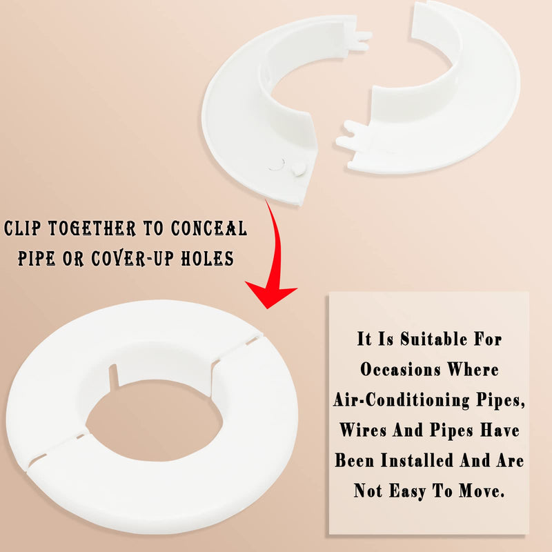 OD 4''X ID 2''X H 0.8'' Floor And Ceiling Plate Cover Split Flange,Wall Hole Decorative Cover For 55mm Diameter Pipe(White,2pcs) Small