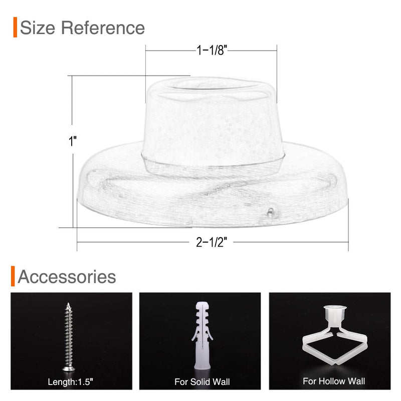 Concave Wall Door Bumper Stop Black – 2-1/2” Outside Diameter Stainless Steel Cover with 1-1/8” Black Rubber Bumper – Easy to Install with Screw 1 Pack Concave-Black
