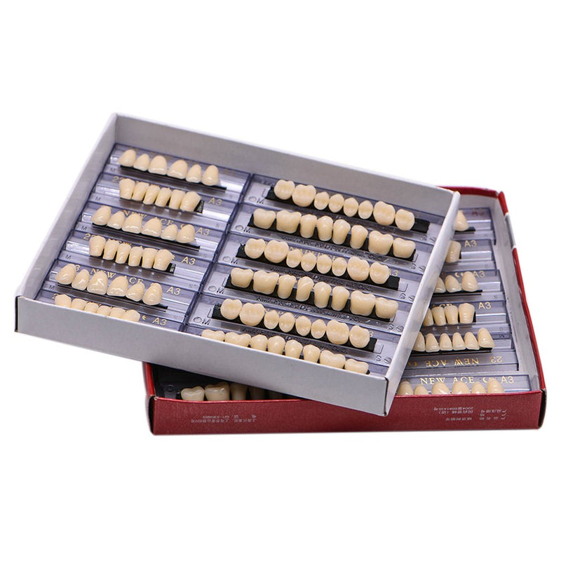Angzhili Dental Synthetic Acrylic Resin False Teeth for Halloween Horror Teeth Denture Teeth Sets Shade A3 Upper And Lower Acrylic Teeth Sets(168pcs)