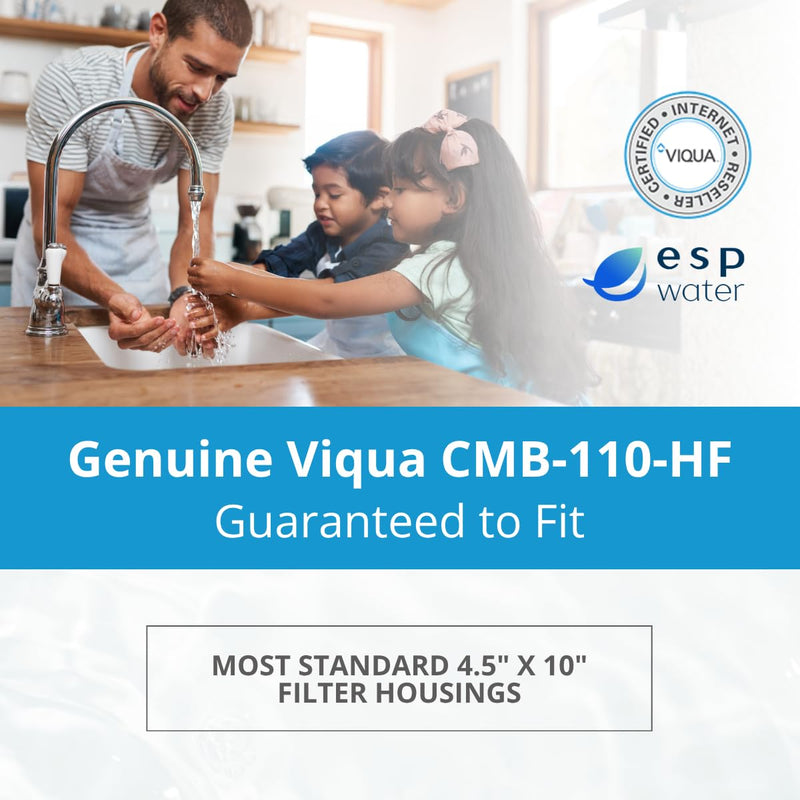 VIQUA CMB-110-HF 1 Micron High Flow Sediment Water Filter 4.5 x 10 Inches, Universal 10-Inch Whole House Water Filter Housing, Reduces Sediment, Rust, Dirt, and Protects UV Systems | Cartridge for Whole House Water Filter Treatment, Enhances UV System ...