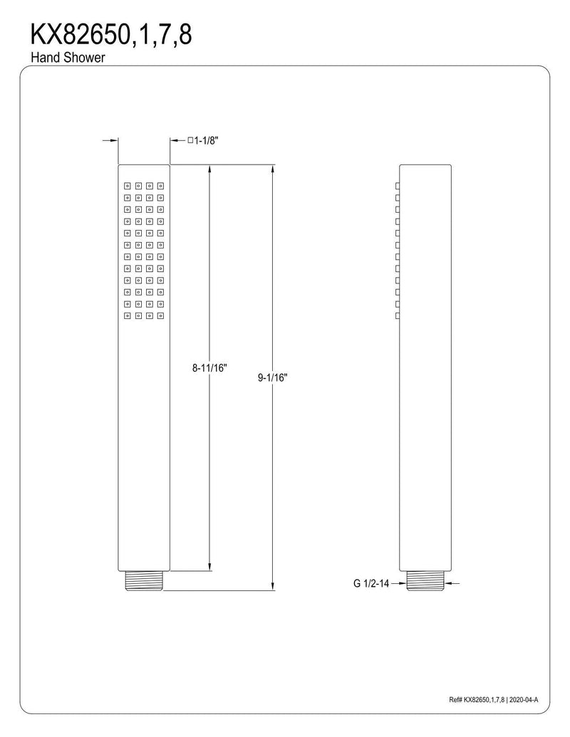 Kingston Brass KX82651 Designer Trimscape Claremont ABS Rubber Square Hand Shower, Polished Chrome