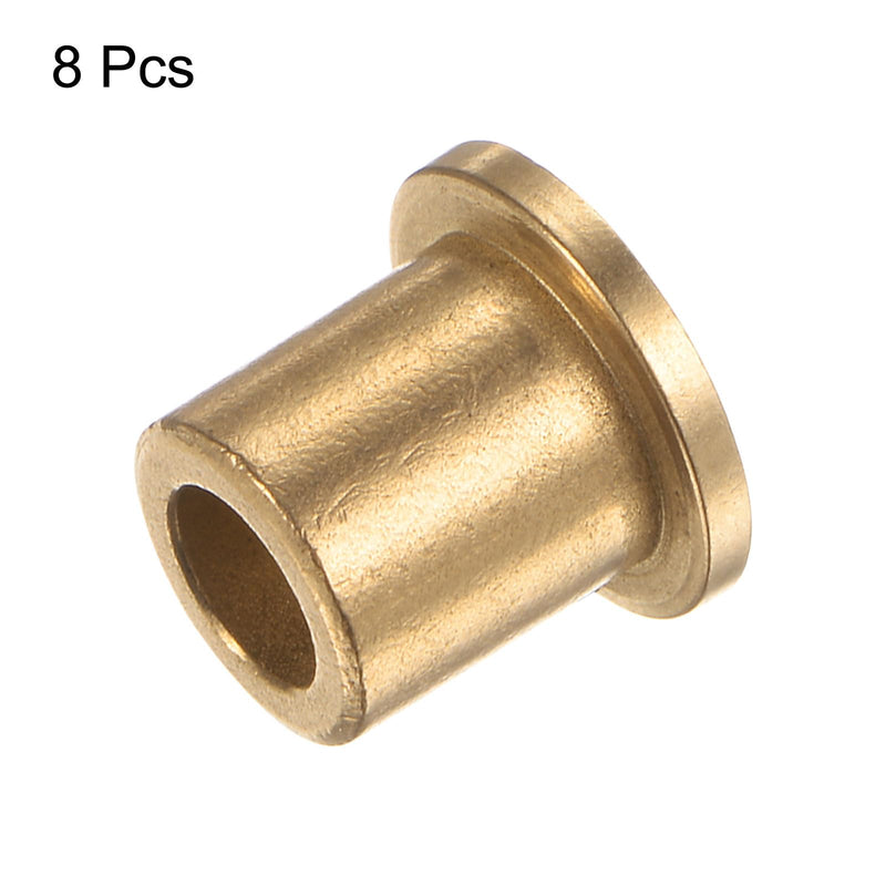 HARFINGTON 8pcs Flange Bearing Sleeve 6mm Bore 10mm OD 12mm Length 2mm Flange Thickness Bronze Bushing Self Lubricating Bushings Sleeve for Industrial Equipment 6mm x 10mm x 12mm 8