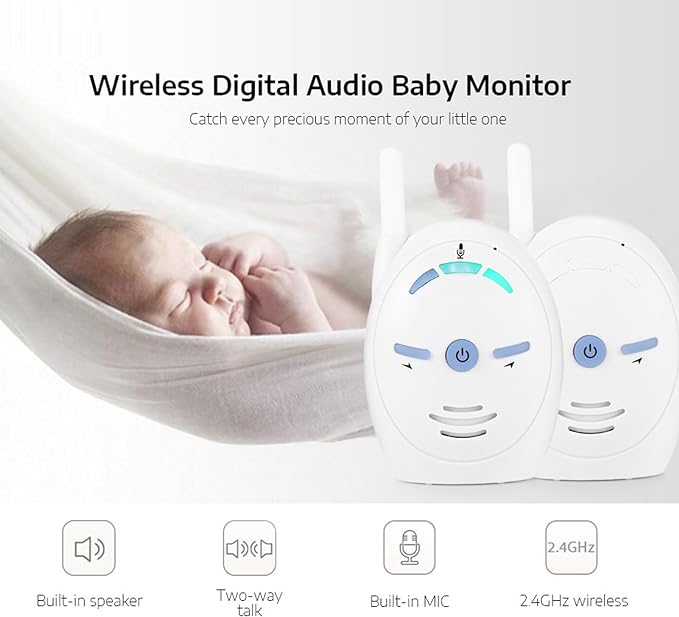 Audio Baby Monitor with Night Light, 2.4Ghz Wireless Baby Monitor Voice Only, Two-Way Talk, Lullaby and Built-in Speaker, Ideal Gift (US Plug) - NewNest Australia