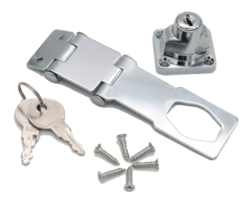 WANLIAN Heavy Duty Concealed Safety Hasp Lock, 2PCS Double Hinge Keyed, Flexible Link, Stainless Steel & Zinc Alloy, Indoor & Outdoor Use