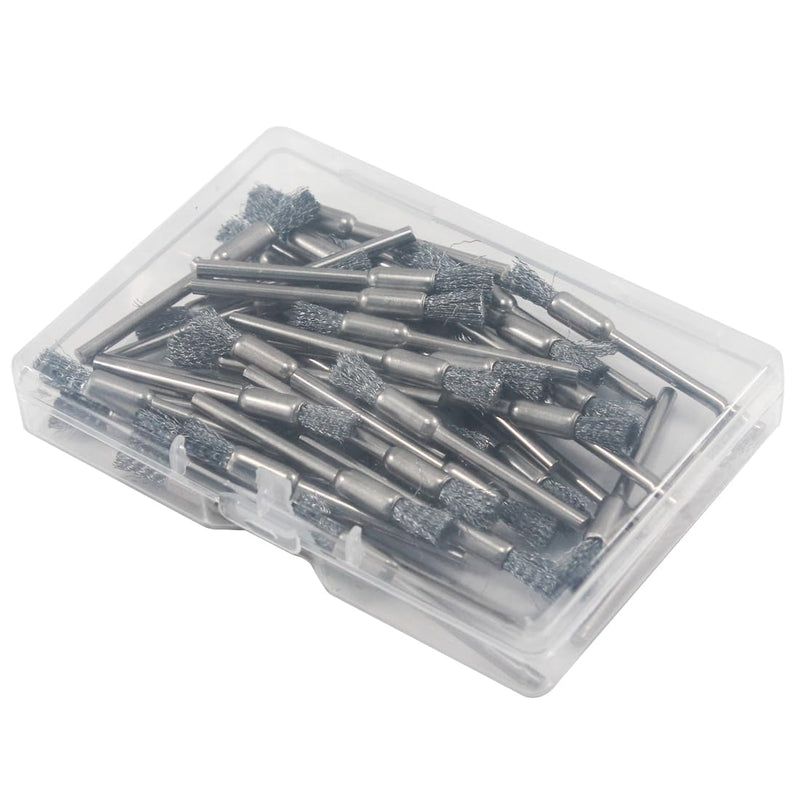 50 Pcs Pen Shape Wire Brush Set 1/8'' Shank Stainless Steel Wire Brushes End Brush for Rotary Tools 50Pc Pen Shape Brush
