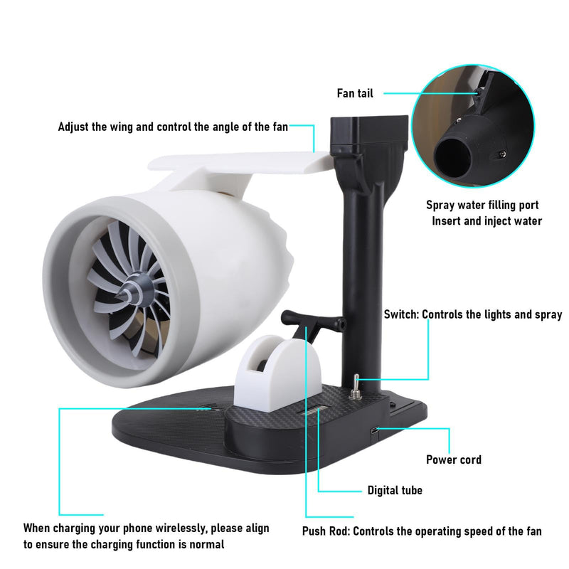 Desktop Turbine Fan with Humidifier 15W Wireless Charge