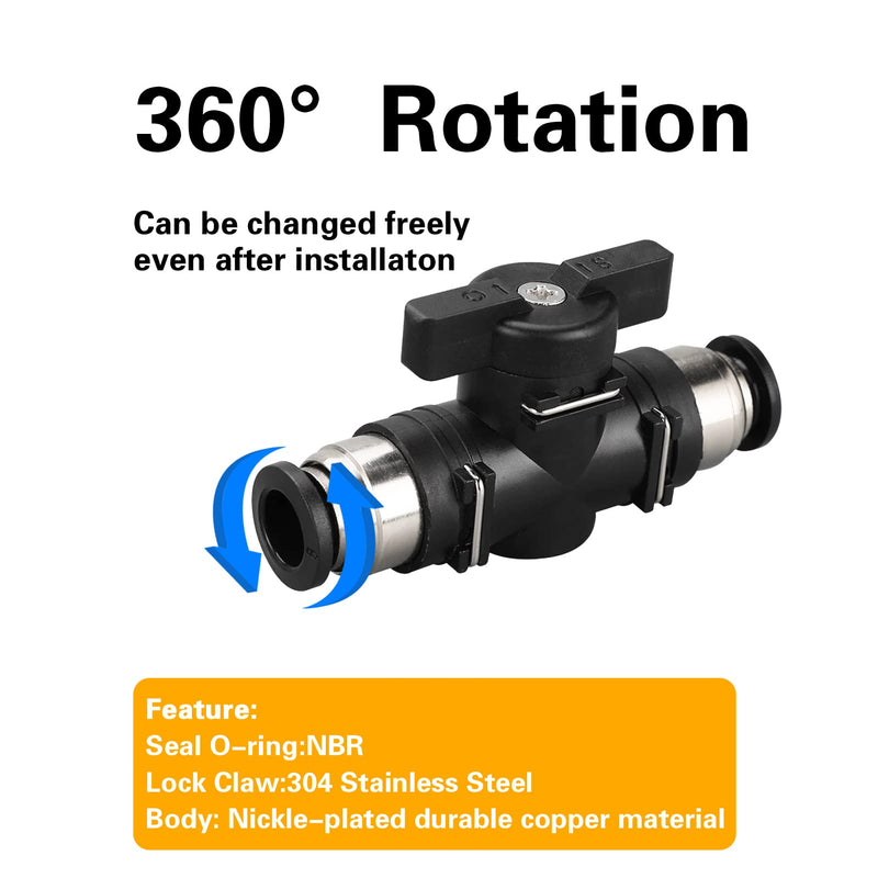 3/8 Push Connect Valve,CEKER 3/8 inch OD Quick Connect Tube Fittings Pneumatic Valve Push Fittings Union Straight Air Flow Control Valve 3Pack 3/8" OD