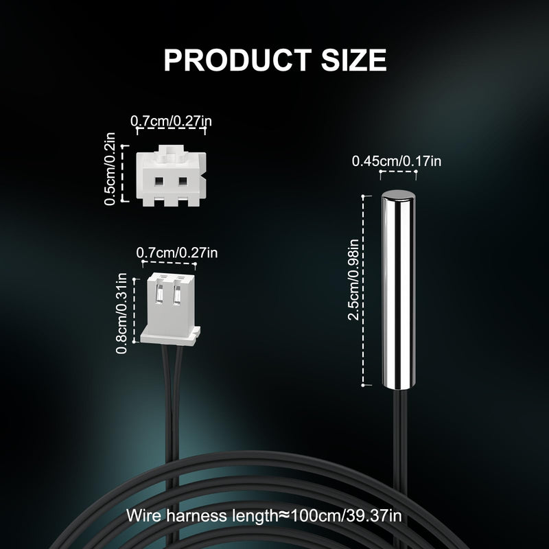 DROK 10K Temperature Sensor Probe, 10pcs 1 Meter Waterproof Temp Sensor Probe, Stainless Steel 3950 NTC Temp Sensor Probe, Digital Temperature Transmitter Extension Cable 1-Meter/3.28ft 10