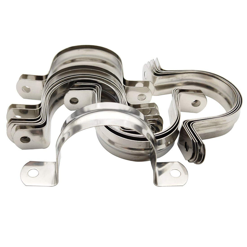 Rigid Pipe Strap M50, 20Pcs Two Hole Strap U Bracket Pipe Clamps-304 Stainless Steel Tension Tube Clip Conduit Clamps, Pipe Fasten Holder for for Conduit and Cables 50mm/0.198" M50 / 1.97inch