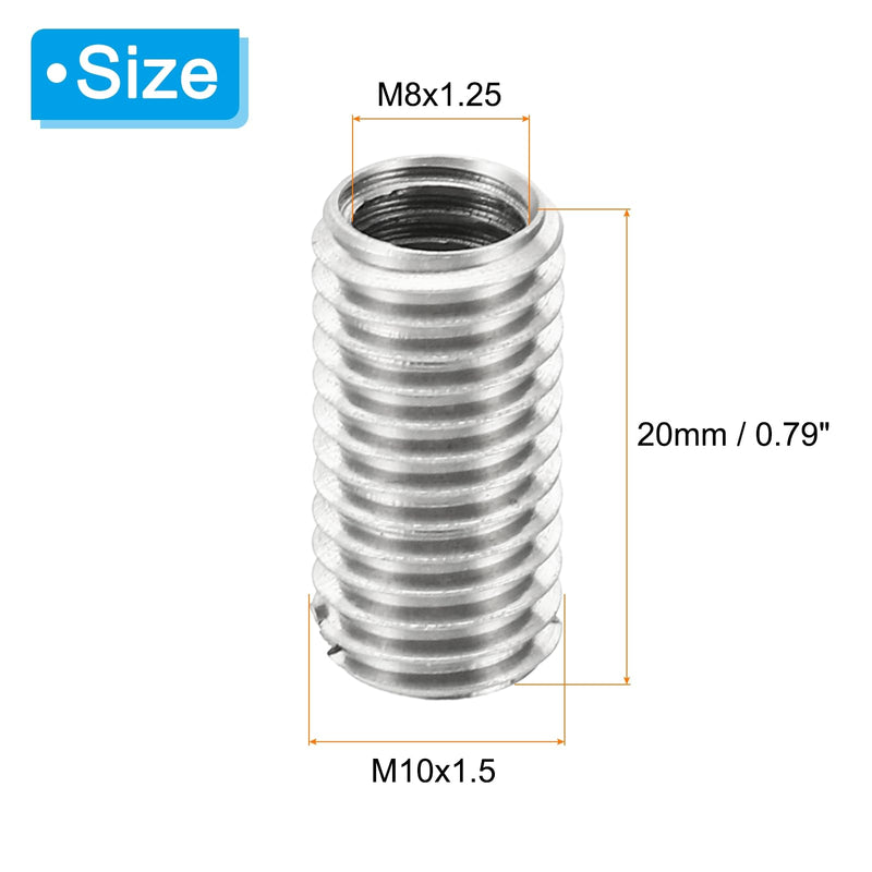 PATIKIL Thread Adapters Sleeve Reducing Nut, 10 Pcs M10x1.5 Male to M8x1.25 Female Repairing Insert Nut Screw Reducer Stainless Steel Fastener 20mm M8xM10x20mm
