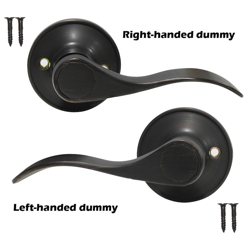 Gobrico Pack of 4 Wave Style Single-Side Dummy Door Levers Right and Left Handed Door Handles Oil Rubbed Bronze Finish 2 Pack
