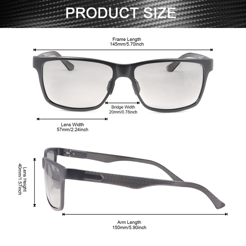 YIMI Polarized Photochromic Driving z87 Sunglasses For Men Women Day and Night safety glasses Carbon Fibre C2