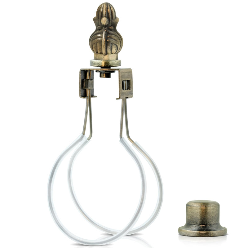 Lamp Shade Light Bulb Clip Adapter,Lamp Shade Holder with Cap Knob Finial and Silicone Levelers,Clip on Lampshade Adapter to Keep Lamp Shade in Place (Bronze) Bronze
