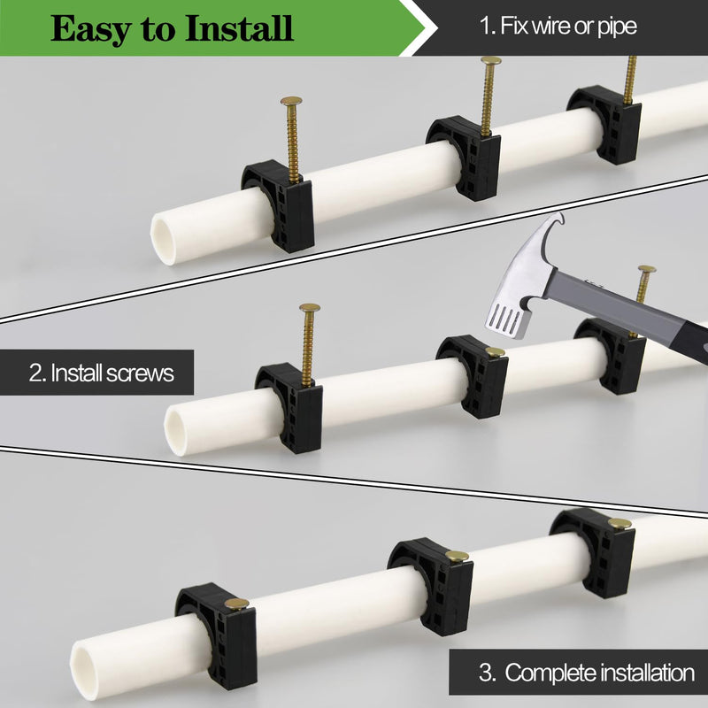 50/100/200 Pack 1/2" Half Clamps J-Hook with Nails Set, J Clamps for PEX, Copper, CPVC Tubing Connections (1/2", 50pcs) 50pcs J-hooks 1/2 Inch