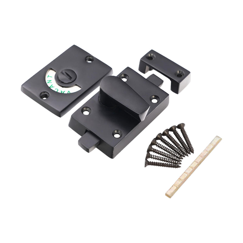 Infinity Decor Black Vacant and Engaged Indicator Bolt, Zinc Bathroom Privacy Toilet Door Latch Lock