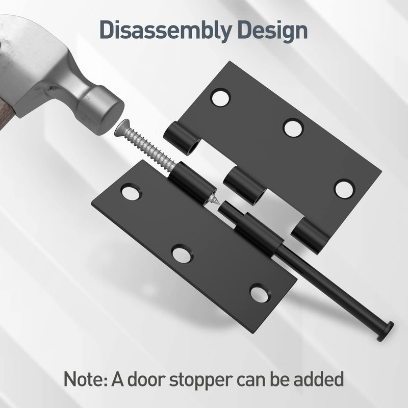 3 Pack Door Hinges 3.5 Inch with Square Corner, Matte Black Interior Door Hinge for Bedroom, Bathroom, Cabinet, and More 3 Pack Matte Black-Square