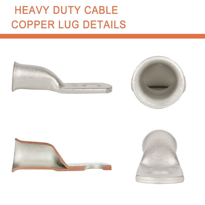 10pcs 4 AWG-1/4”(M6) Tinned Ring Terminals 4 Gauge Copper Wire Lugs Battery Cable Ends Heavy Duty Battery Cable Terminal Connectors 4 AWG - 1/4''Ring