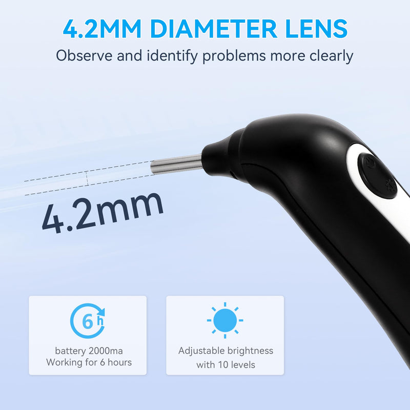 Digital Otoscope with Light, WiFi Ear Scope with 720P HD Camera, 10-Level Adjustable LED, Type-C Charging, Includes 8 Disposable Tips (4mm & 5mm)