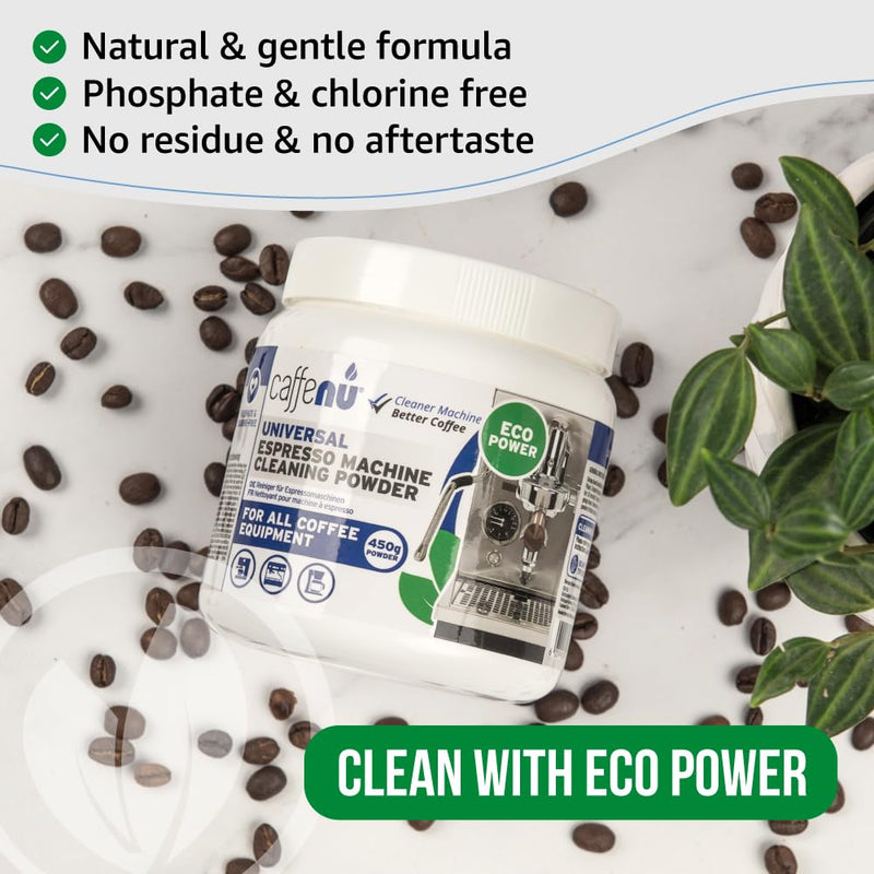 Caffenu Coffee Machine Cleaner Powder 450G - Espresso Machine Cleaner for Group Head - Commercial Machine Cleaning Formula - Complete Your Barista Accessories Collection