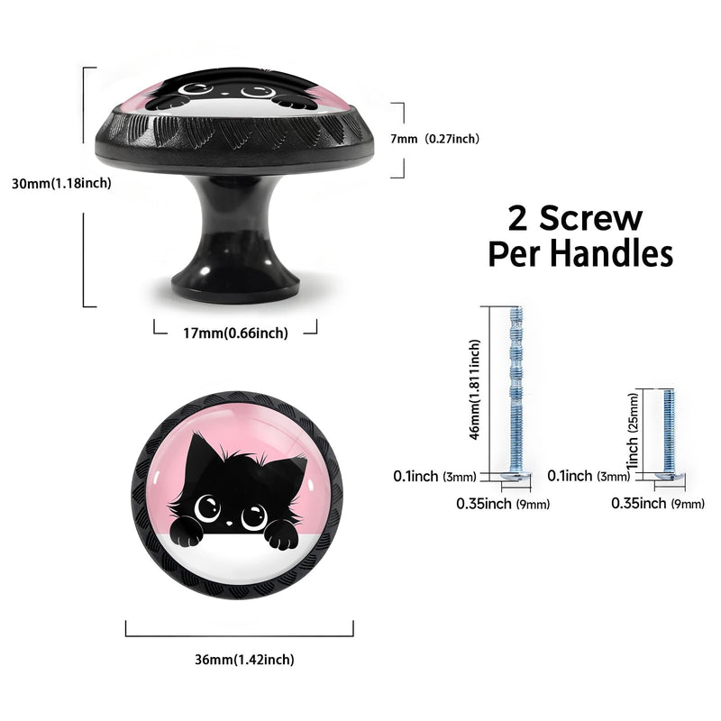 12 Pack Cute Cat Cabinet Knobs for Kitchen Bathroom | Lovely Animal Drawer Pulls Round Black Dresser Handles Hardware for Desk Cupboard Wardrobe Closet Vanity Door Decor 12PCS - 1.37"L x 1.1"W Cute Black Cat