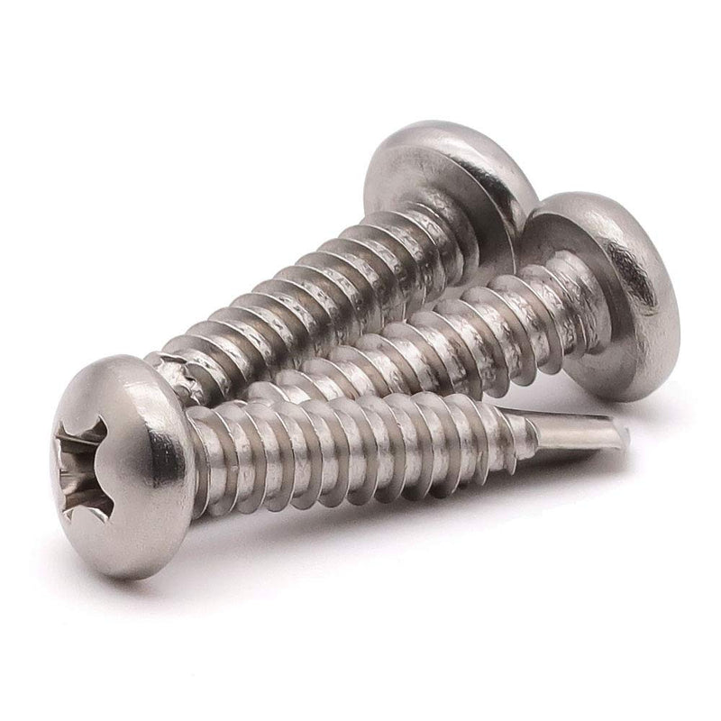 #8 x 1/2" (100 pcs) Pan Head Self Drilling Screws, Phillips Drive Self Tapping Screws, Sheet Metal Screws, 410 Stainless Steel, Full Thread with Drilling Point, No Pre-drilled Needs #8 x 1/2" 100