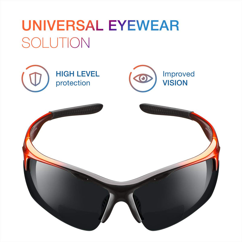 ToolFreak Rebel Bifocal Safety Glasses, ANSI z87+ Impact and UV Dark Smoke 1.5