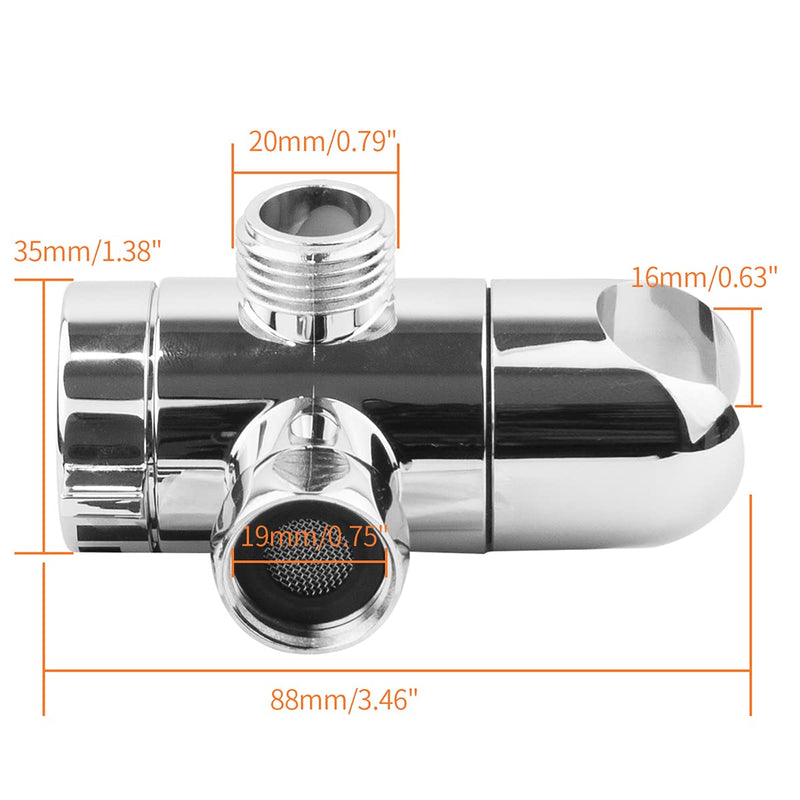 3-Way Diverter Valve 1/2 Inch Shower Arm Diverter with Handheld Showerhead Bracket, Shower Head Arm Mounted Diverter with Teflon Tape
