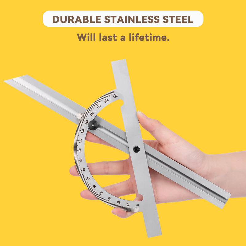 12" Steel Protractor Angle Finder Sliding Bevel Gauge Metal Protractor for Construction Jobs, Cabinet-Making and Fine Carpentry, Measuring Tool for Carpenters & Woodworking Hobbyists