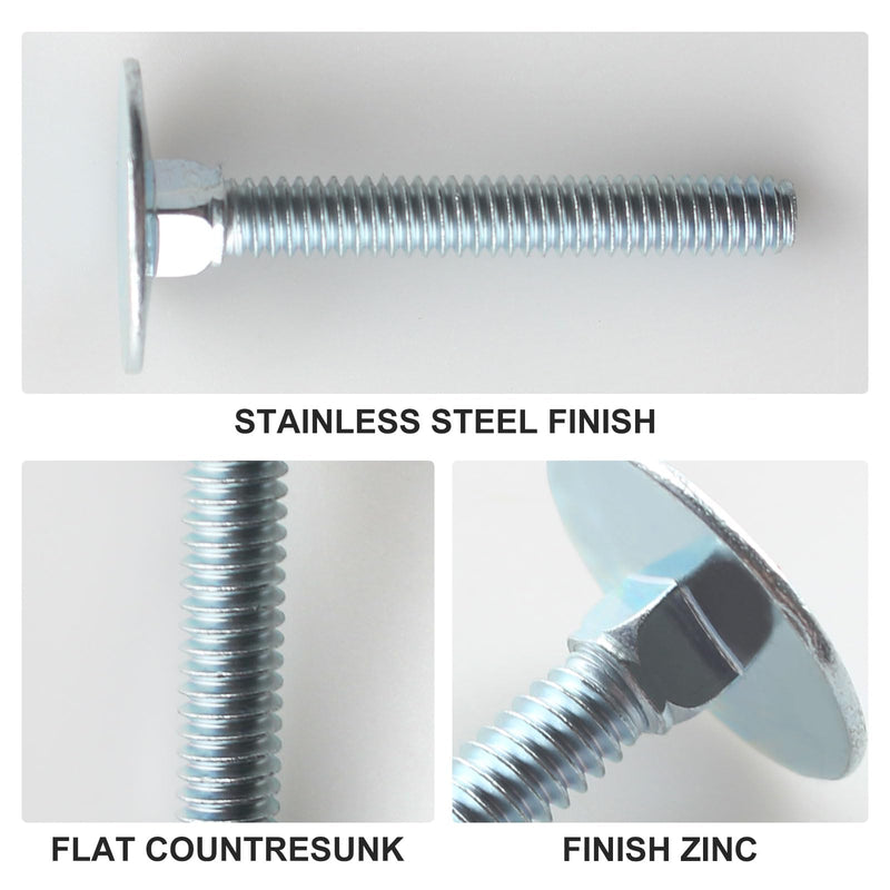 014973239640 Elevator Bolts for Several uses,Steel,Zinc,Flat Countersunk,1/4-20 x 2, Piece-20