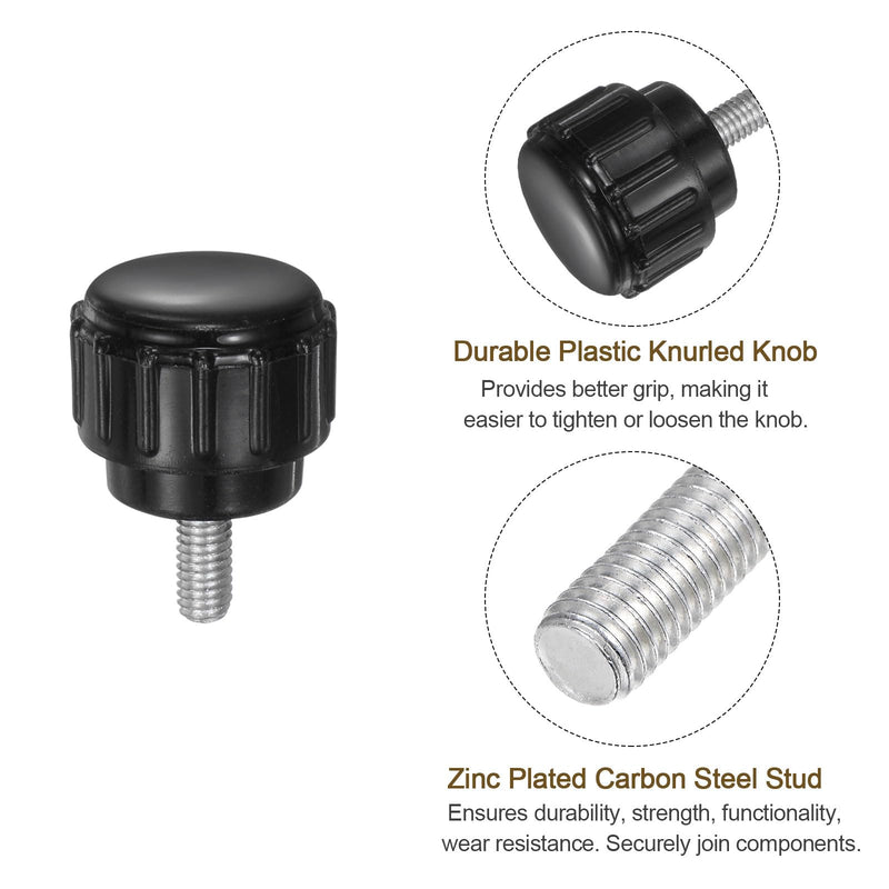 uxcell 20pcs M3 x 6mm Male Thread Knurled Knobs, Thumb Screws Clamping Knobs Grip 14mm Plastic Round Head Hand Knobs Thumbscrews, Black M3 x 6mm x 14mm