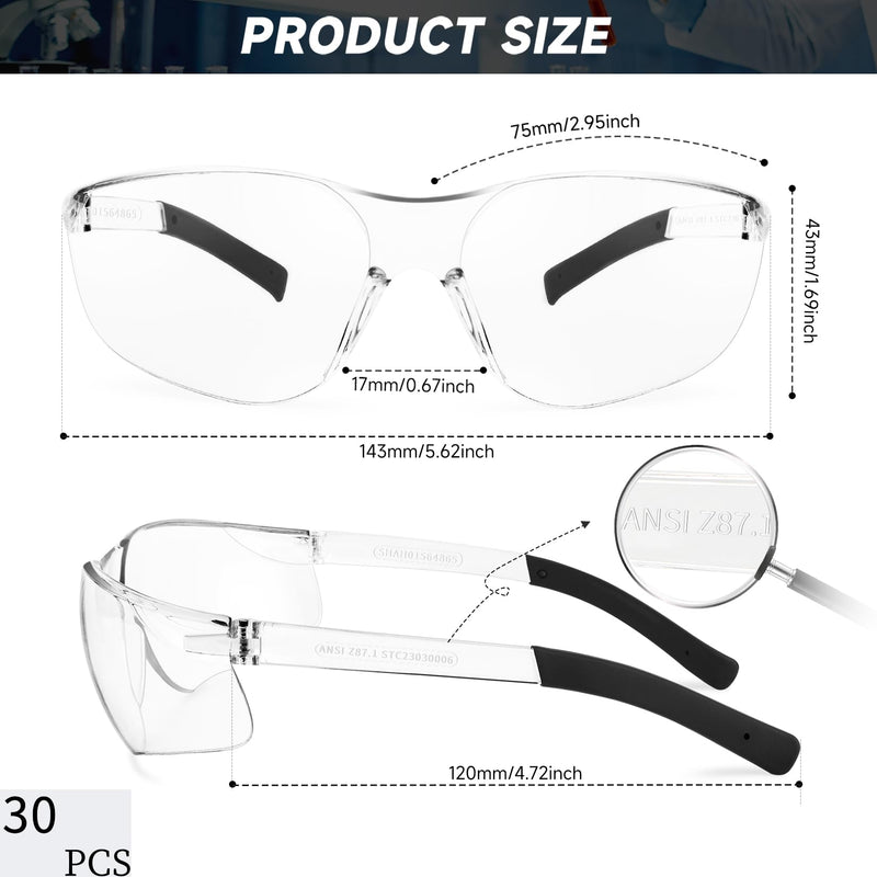 Safety Glasses for Men Women ANSI Z87.1 Safety Glasses Bulk Protective Eyewear Scratch-Resistant 118 30 Mixed - NewNest Australia