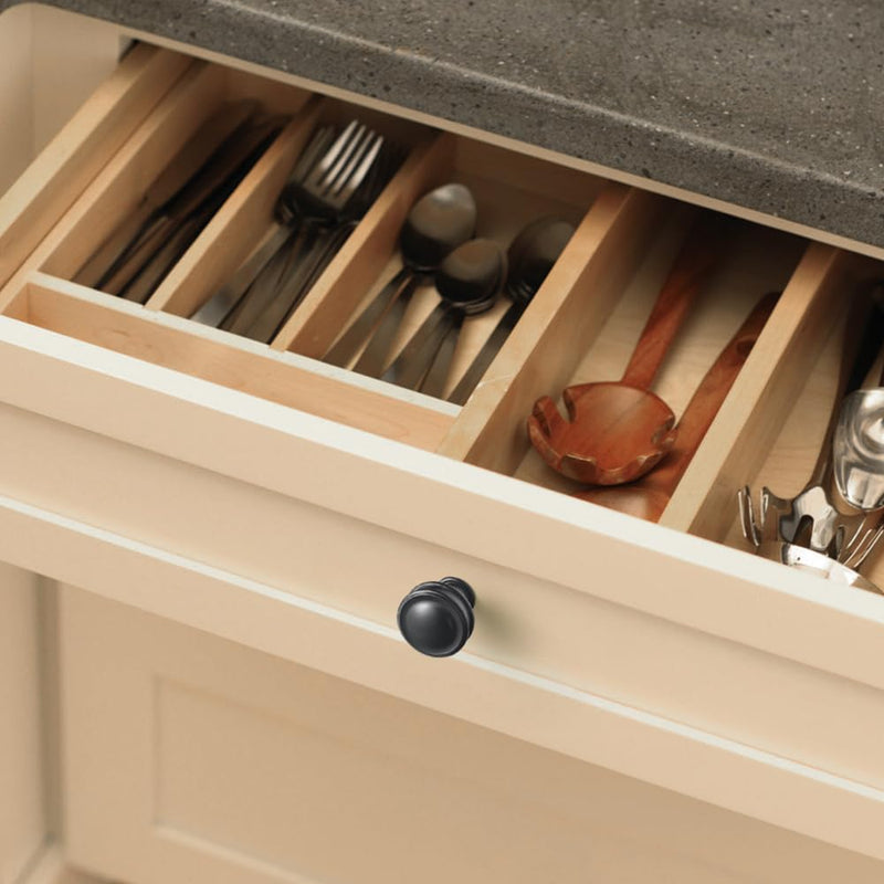 Goo-Ki 6 Pack Matte Black Round Cabinet Knobs – Smooth Domed Top with Subtle Flared Base Handles for Elegant Kitchen