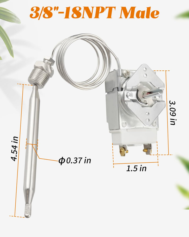 RX-2-24 Thermostat for Deep Fryer Fit for ADCRAFT, for Gas Fryer Adcraft Atosa 301030004 Robertshaw 5300-402, with 3/8" Mpt Stuff Box 200-400F