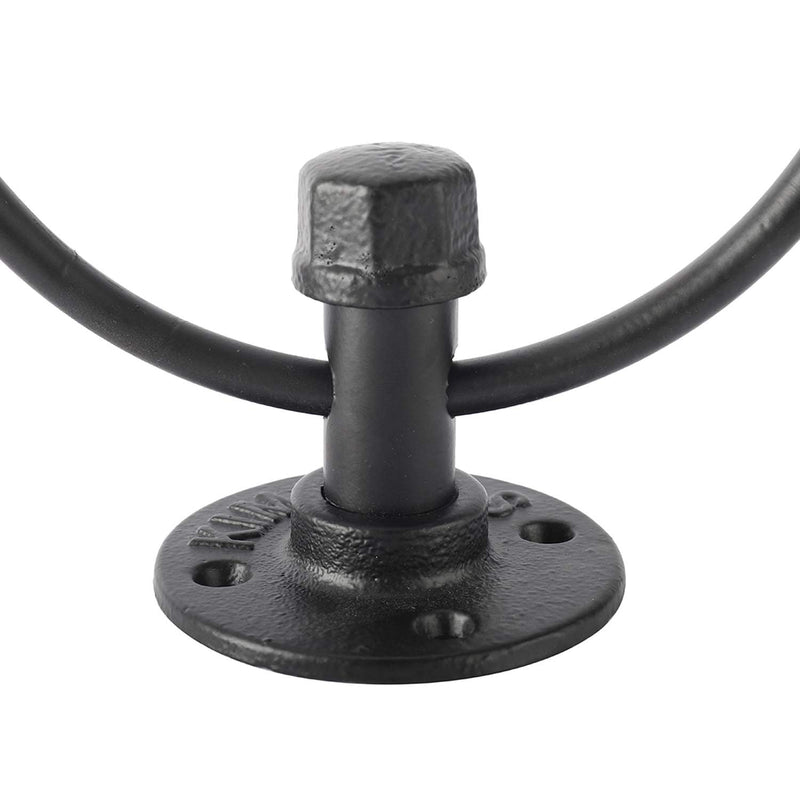 HighFree Industrial Pipe Bathroom Hardware Set, Matte Black Wall Mounted Hardware Accessories, Farmhouse Toilet Paper Holder, Towel Ring for Bathroom (Paper Holder+Towel Ring+Hook)