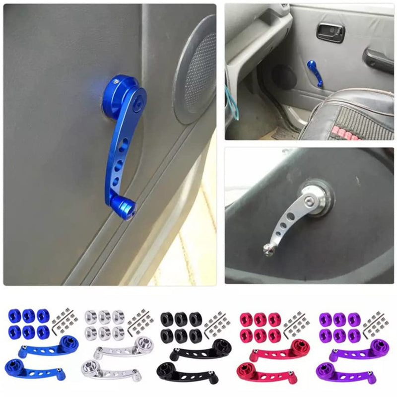 2PC Universal Window Crank Handle, Aluminum Car Window Opener Handle Kit, Replacement Winder Crank Kit for Auto Vehicle (Red) Red