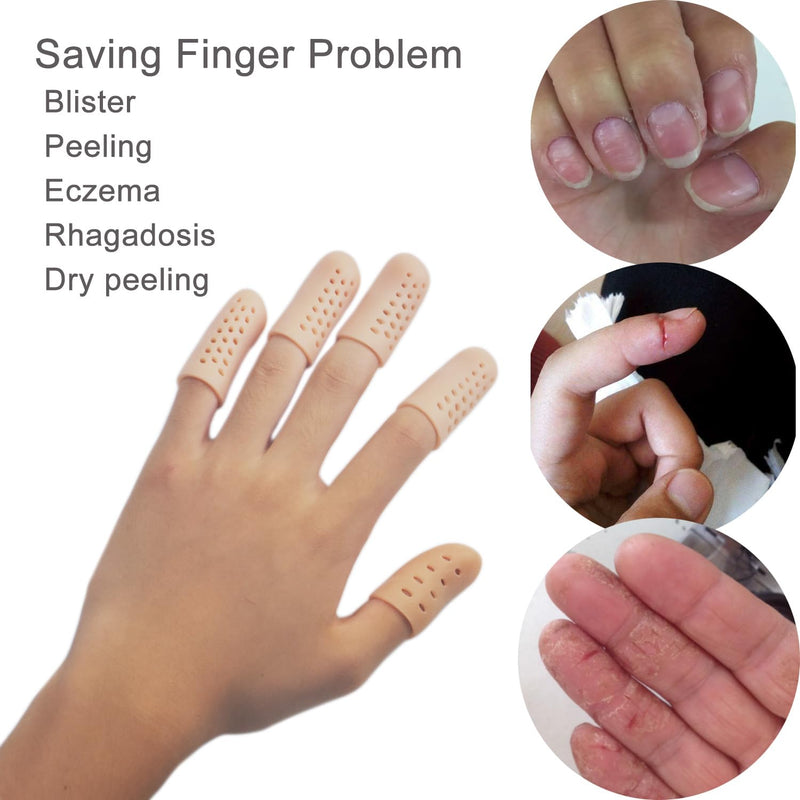 Finger Cots, Finger Protectors Support for Dry Skin Crack Slips, Finger Covers for Trigger Finger, Hand Eczema, Finger Arthritis Protection, Washable and Reuse(20pcs) (Beige) Beige