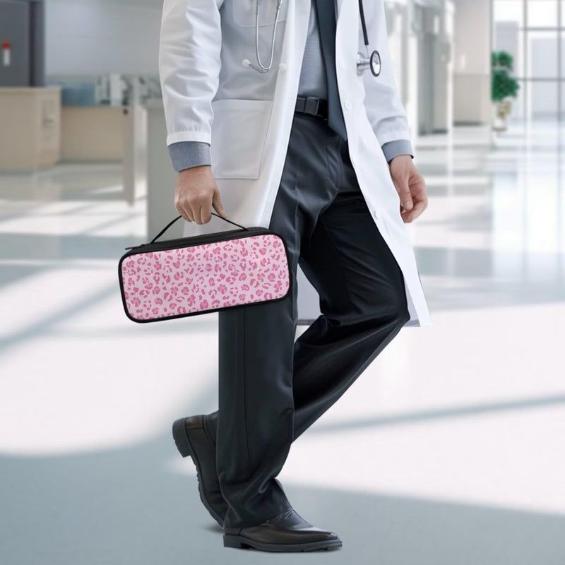 Pink Leopard Print Stethoscope Case Fits 3M Littmann Classic III,Lightweight II S.E,MDF Acoustica Deluxe Dual Head,Cardiology IV,Stethoscope Holder for Nurse Accessories for Work Pink Leopard Print
