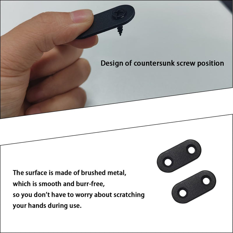 20 Pack Straight Brace, Flat Straight Bracket with Screws, Stainless Straight Flat Brace, Repair Bracket, Flat Plate Straight Bracket, Stainless Steel Straight Bracket (Black) Black