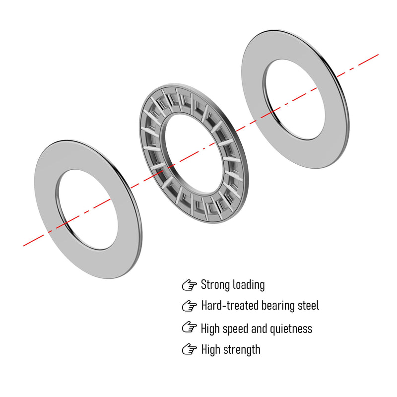 2PCS AXK2542 2AS Thrust Needle Roller Bearings with Washers 25mm Bore 42mm OD 4mm Thickness Industry Thrust Bearing AXK2542 Size 25×42×4mm AXK