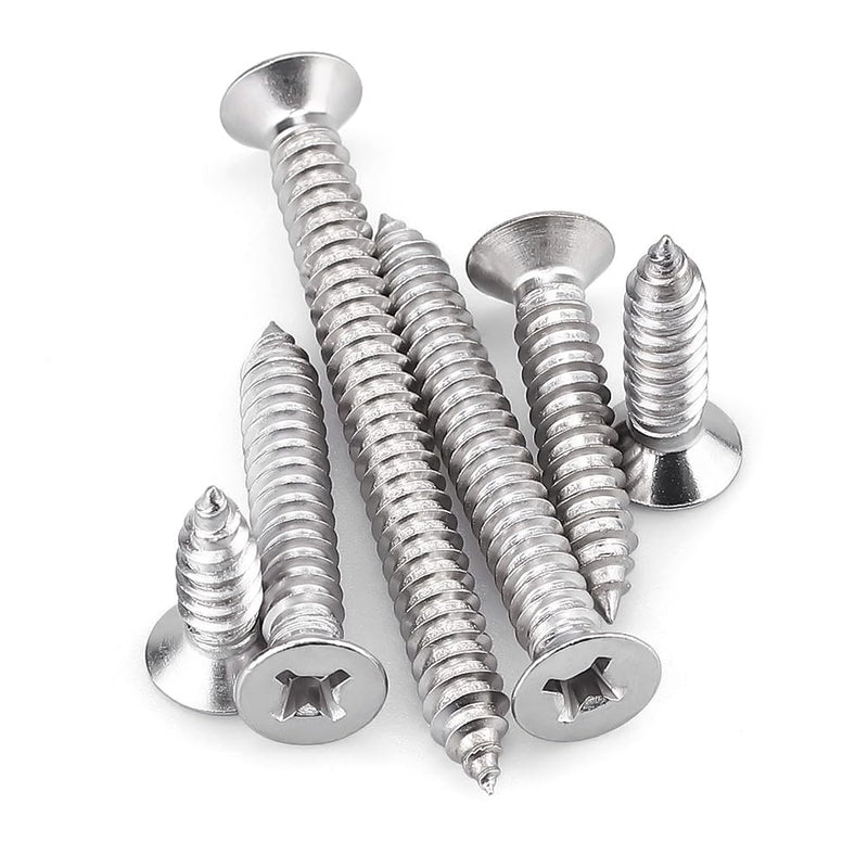 #10 x 2-1/2" (30 pcs) Stainless Flat Head Phillips Drive Sheet Metal Tek Screws, 304 (18-8) Stainless Steel Screw for Wood, Countersunk Head Wood Screw, Self Tapping Screws #10 x 2-1/2" 30
