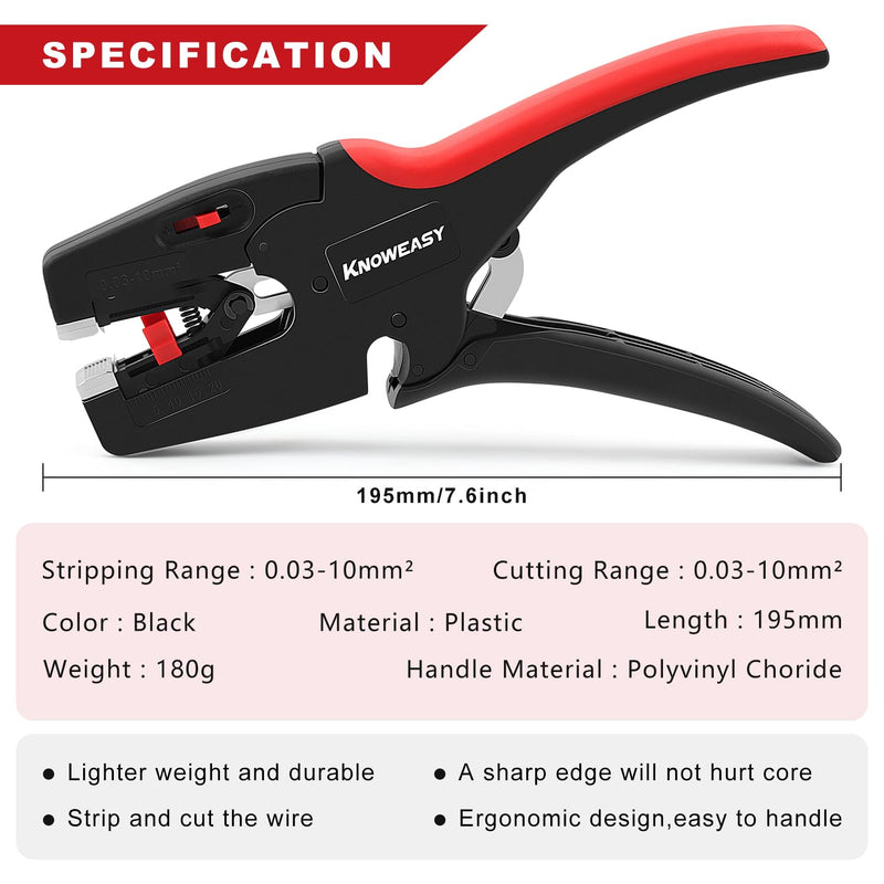 Knoweasy Upgraded Wire Stripper : 2-in-1 Heavy Duty Wire Stripper Plier and Cutter for 32-7 AWG (0.03mm²-10mm²), Essential Stripping and Cutting Tool for Professionals and DIY Enthusiasts D3N2024