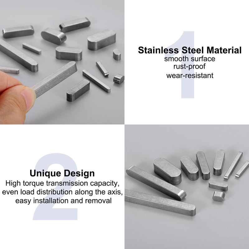 uxcell 5Pcs Round Ended Feather Key, 5x5x25mm Stainless Steel Professional Parallel Drive Shaft Key Stock for Fasteners Mechanical Industry