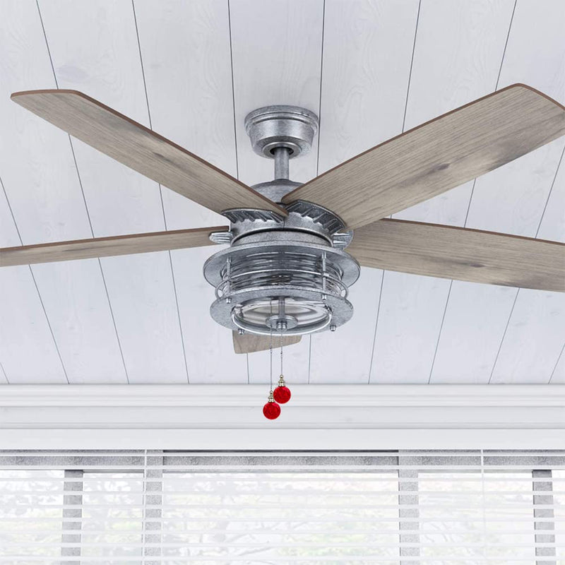 2 Pack Dotlite Crystal Ceiling Fan Pull Chain Accessories, Decorative Fan String Pulls Pendant Extension, 12 Inches Beaded Ball Fan Pull Chains Extender Ornament with Connector for Fan Lamp (Red) Red