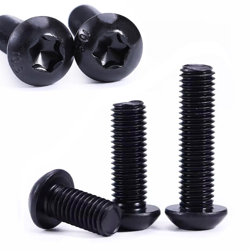 100Pcs Button Head Torx Drive Screws Bolts, Grade 10.9 Alloy Steel, M5 x 8/12/16/20/30 mm Star Drive Machine Screws Set with T25 Wrench, Black Oxide Finish, Fully Threaded Pitch : 0.8 mm Black-M5 Button Head Trox Screws