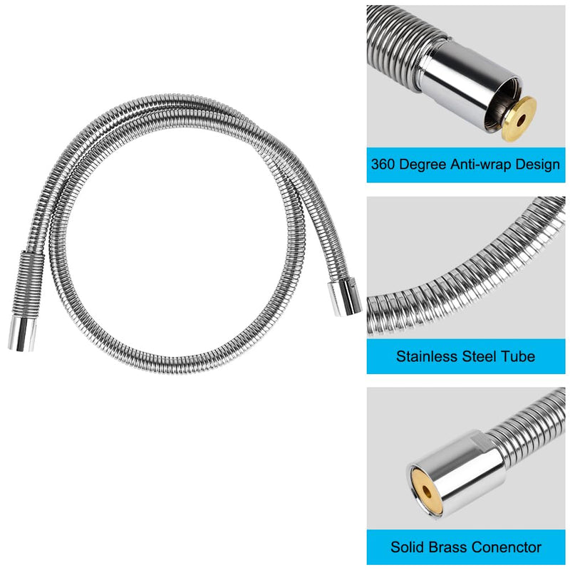 60 Inch Pre Rinse Spray Hose with Heat Resistant Handle Replacement B-0044 for T&S Brass, 1.42 GPM Commercial Sink Sprayer Hose for Restaurant Kitchen Sink Faucet