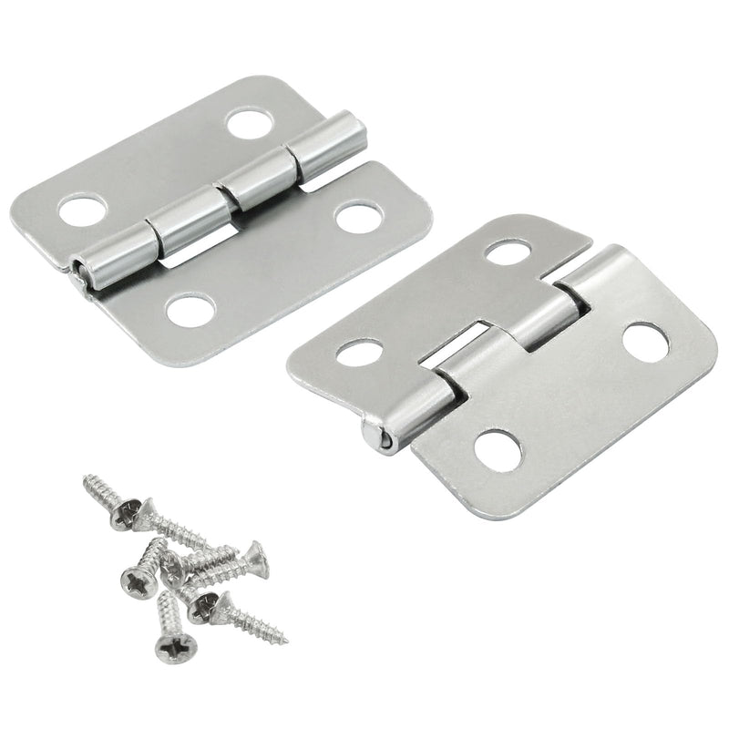 0.63" x 0.7" Mini Hinges, Butt Hinge, Tiny Hinges for Mini Cabinet Jewelry Wooden Box, Doll House DIY Hinges with Mounting Screws (Silver) Silver